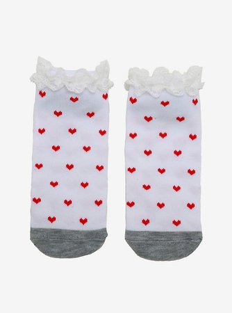 Tiny Hearts & Lace No-Show Socks