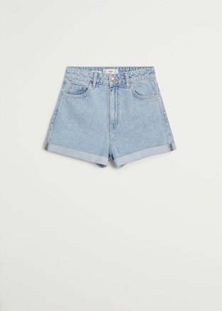 Rolled-up hem denim shorts - Women | Mango USA blue