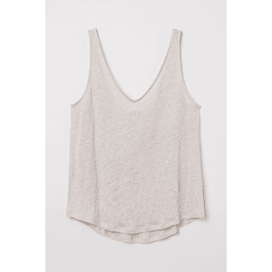 Linen V-Neck Tank Top (Taupe)