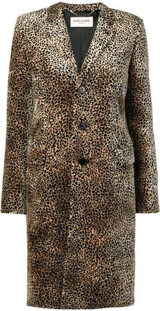 leopard print single-breasted coat