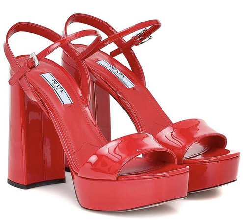 Prada leather platform sandals red
