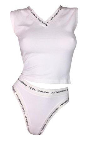 Unworn 1990's Dolce & Gabbana Monogram White Crop Top & Panties | My Haute Wardrobe