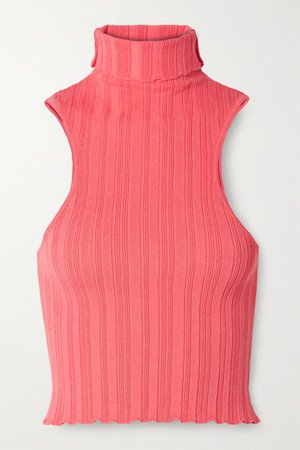 Coral Etta ribbed-knit turtleneck top | The Line By K | NET-A-PORTER