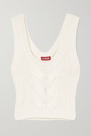 Kind Cropped Cable-knit Cotton-blend Tank - Ivory