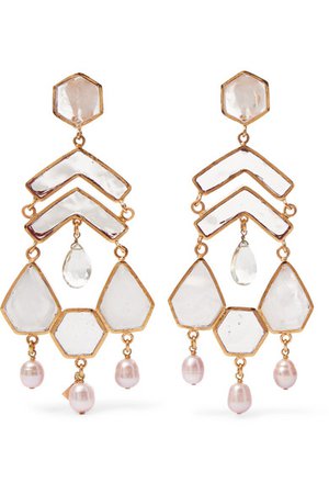 Loulou de la Falaise | Gold-plated multi-stone clip earrings | NET-A-PORTER.COM