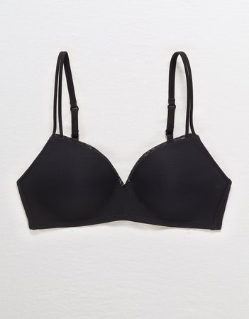 Aerie Real Happy Wireless Push Up Bra, True Black | Aerie for American Eagle