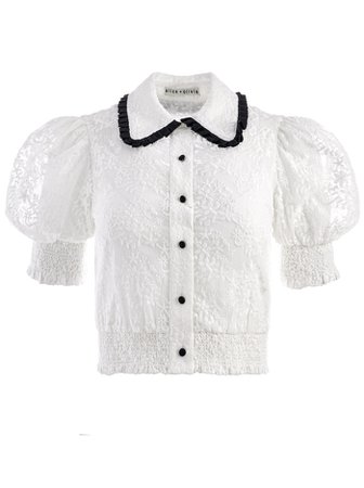 Tamra Embroidered Blouse In Off White | Alice And Olivia