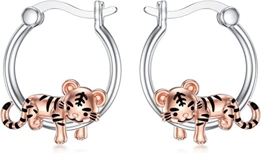 Amazon.com: Tiger Earrings 925 Sterling Silver Hoop Earrings Tiger Jewelry Gifts Hypoallergenic Earrings for Women Girls: Clothing, Shoes & Jewelry