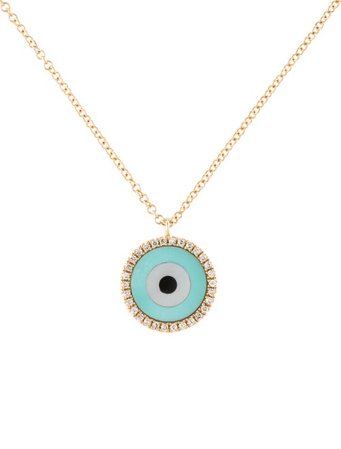 Necklace 14K Mother of Pearl & Multistone Evil Eye Pendant Necklace - Necklaces - NECKL61229 | The RealReal