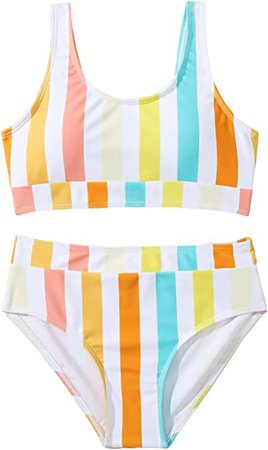 Amazon.com: Romwe Girl's 2 Piece Swimsuit Solid Sport Bikini Set Bathing Suit Cadet Blue 150: Clothing, Shoes & Jewelry