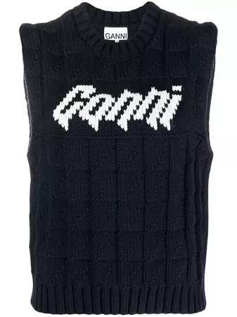 GANNI Rope Knitted Logo Vest - Farfetch