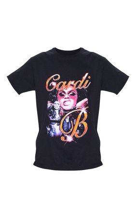 Black Cardi B Printed T Shirt | PrettyLittleThing USA