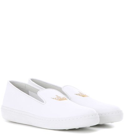 Philus embroidered leather slip-on sneakers
