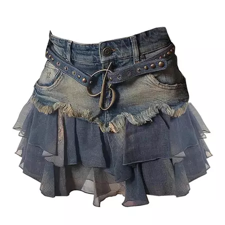 Y2K Aesthetic Denim Ruffled Skirt | BOOGZEL CLOTHING – Boogzel Clothing