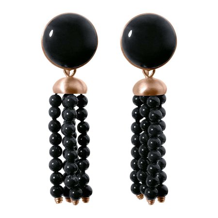 Roman Style Black Jade Black Coral Red 18K Gold Detachable Stud Dangle Earrings For Sale at 1stDibs