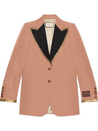 Shop Gucci cotton viscose faille jacket with label with Express Delivery - FARFETCH