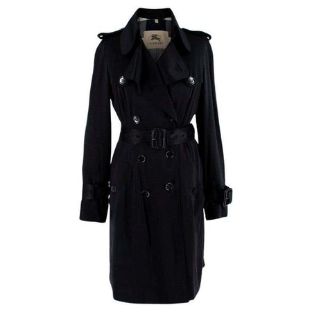 Burberry Black Hammered Silk-Satin Belted Trench Coat - US 0