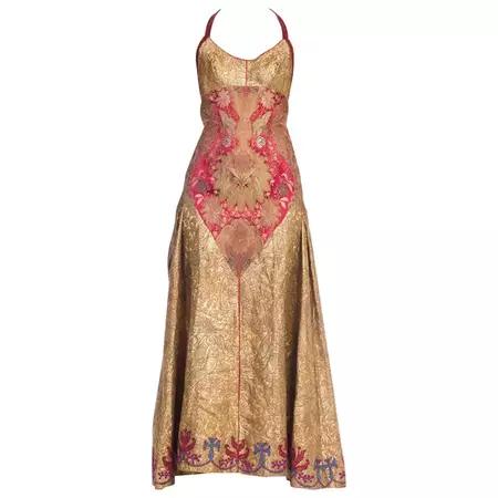MORPHEW COLLECTION Crystal and Snakeskin Trimmed Gown Made From Antique Victorian For Sale at 1stDibs | snakeskin gown