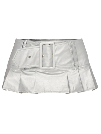 Short Pleats Metallic Skirt