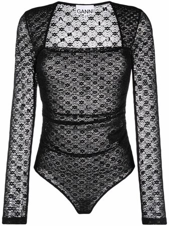 Shop GANNI floral-lace bodysuit with Express Delivery - FARFETCH