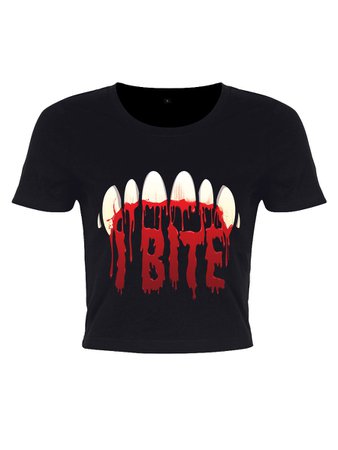 I Bite Black Ladies Crop Top - Buy Online at Grindstore.com