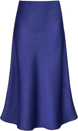 Amazon.com: Modegal Women's Satin High Waist Hidden Elasticized Waistband Flared Casual A Line Midi Skirt : Clothing, Shoes & Jewelry