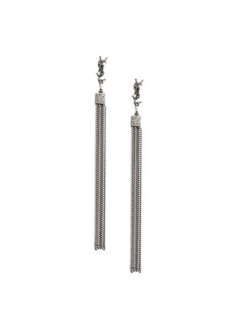 Metallic Saint Laurent LouLou chain tassel earrings - Farfetch
