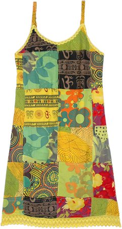 Ethnic Sun Patchwork Boho Hippie Dress | Dresses | Yellow | Patchwork,Hippie, Bohemian