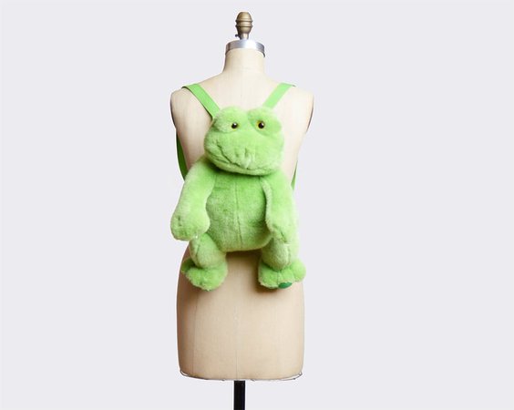 Vintage 90s Plush Frog BACKPACK / 1990s Green Fur Daypack | Etsy