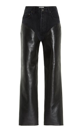Harley Leather-Paneled Rigid High-Rise Straight-Leg Jeans By Agolde | Moda Operandi
