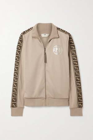 Fendi | Jacquard-trimmed satin-jersey track jacket | NET-A-PORTER.COM