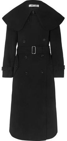 Belted Double-breasted Wool-blend Twill Coat - Black