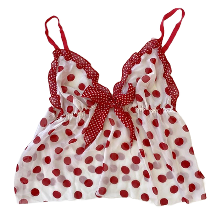 red babydoll top crop polka dot white bow ribbon
