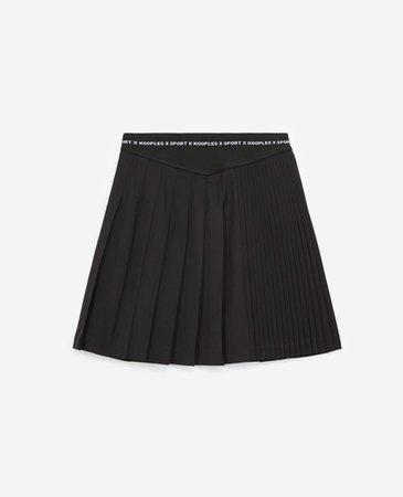 Pleated short black skirt w/elastic logo band | The Kooples