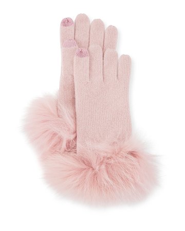 Sofia Cashmere Cashmere Gloves w/ Fur Cuffs