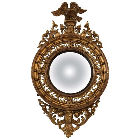 English Regency Giltwood Convex Mirror, 19th Century For Sale at 1stDibs