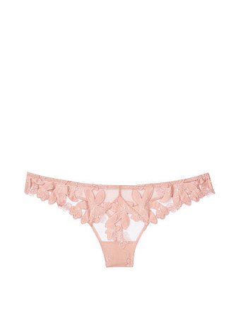 Embroidered Thong Panty - Luxe Lingerie - vs