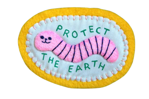 protect the earth felted worm patch // TinyRatMagic