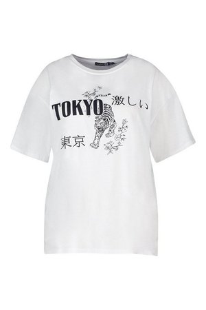 Plus Tokyo Tiger Print T-Shirt | Boohoo UK