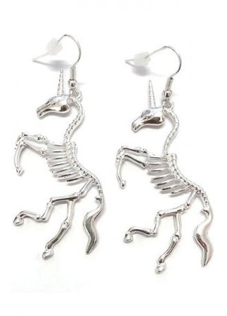 Skeleton Unicorn Drop Earrings | Attitude Clothing