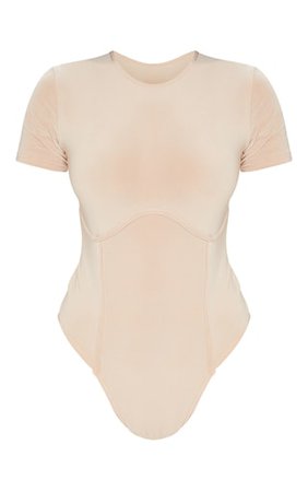 Stone Jersey Underbust Short Sleeve Bodysuit | PrettyLittleThing