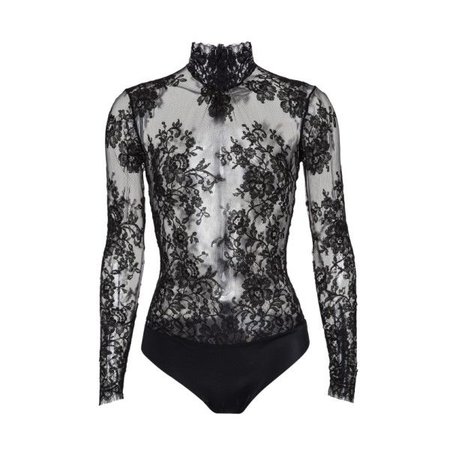 *clipped by @luci-her* black lace high neck bodysuit