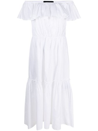 Shop white Federica Tosi off-shoulder ruffled dress with Express Delivery - Farfetch