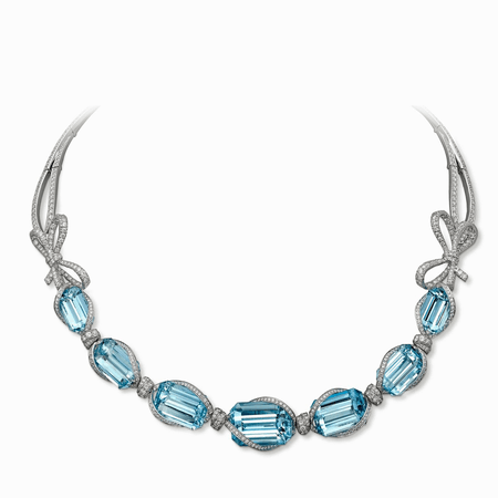 Aquamarine bow necklace