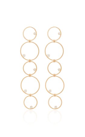 Zoe Chicco 14K Long Mixed Linked Earrings With Prong Set Diamond Circles