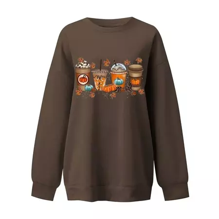 Patlollav Clearance Halloween Sweatshirts,Women Pumpkin Coffee Graphic Fall Crewneck Shirt - Walmart.com