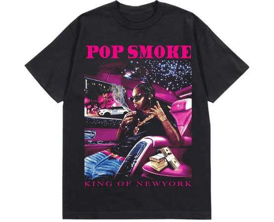 Pop Smoke x Vlone King Of NY T-shirt Black - Kiniz Store