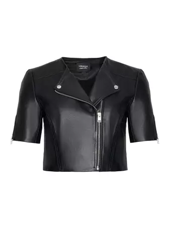 Shop LAMARQUE Kirsi Short-Sleeve Leather Jacket | Saks Fifth Avenue