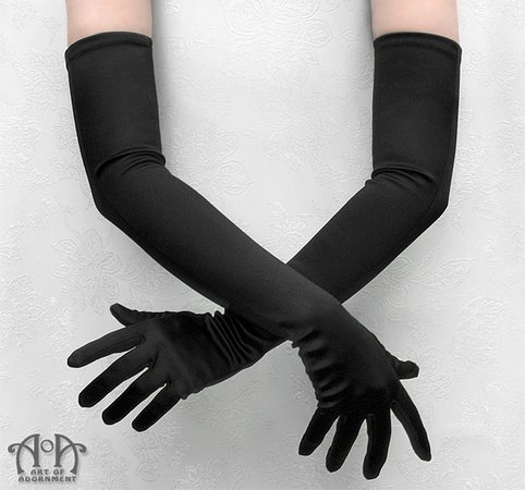 Black Satin Long Burlesque Opera Gloves - Art of Adornment