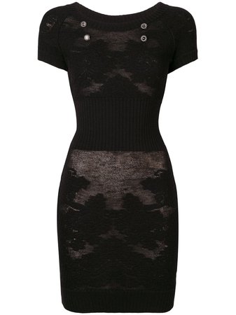 Black Chanel Pre-Owned Sheer Knitted Dress | Farfetch.com